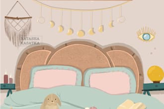 create a cozy interior illustration