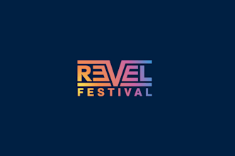 revel festival music event logo design