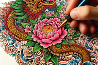 draw amazing japanese oriental tattoo