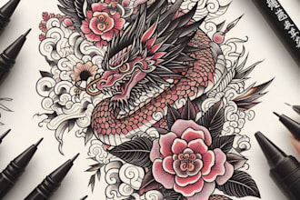 draw japanese traditional tattoo design