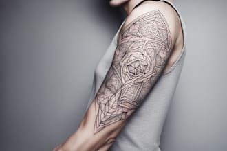 make tattoo design linework, geometrical sleeve tattoo