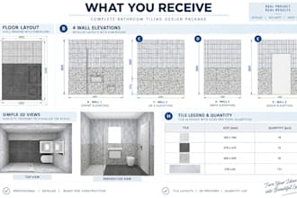l create a professional tile layout plan for floors and bathroom walls