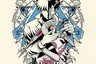 make custom tattoo anime into geometric design for you