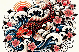 create tattoo japanese old school design