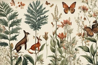 draw botanical and animal designs and patterns for you