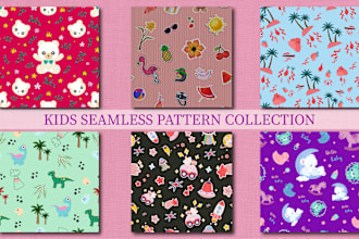create seamless pattern design, textile prints for kids