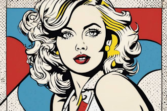 draw a retro pop art roy lichtenstein style