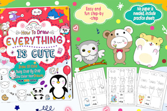 create KDP interior drawing book step by step for all drawing topics and ages