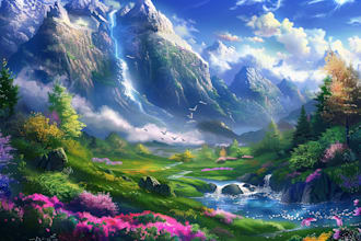 do environment concept art, fantasy landscape illustration