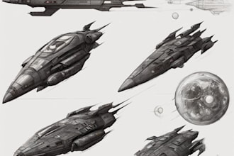 draw spaceship concept art or design or vehicle design