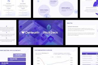 create a powerpoint presentation, investor pitch deck, and business presentation