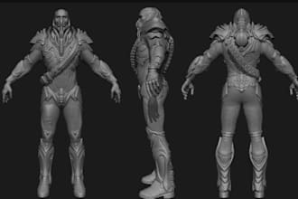 max studio to realistic character model with 3d print in zbrush and blander game