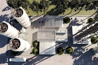 create 3d gas plant, 3d refinery space, 3d industrial design, 3d renovation