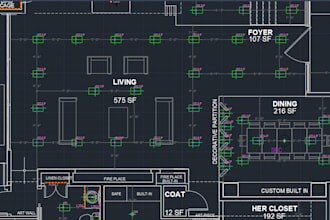 create a dimensional layout for a lighting design plan