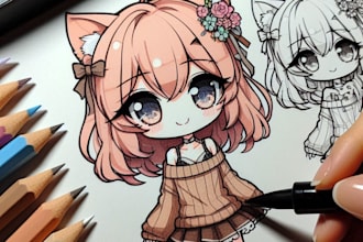 drawing cute anime art chibi character