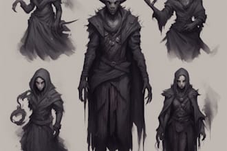 design an fantasy horror character illustration