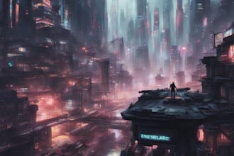 make futuristic cyberpunk city art