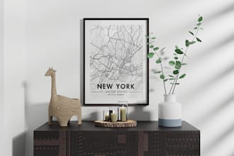 create custom modern city map posters for home or office