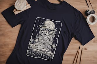 draw unique custom linocut tshirt in my style