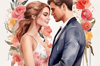 draw a watercolor couple portrait