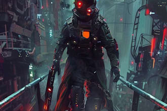 create scifi or cyberpunk character portrait art