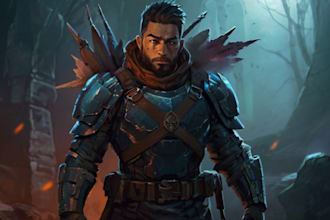 create high quality 2d character art, fantasy art, sci fi art, and concept art