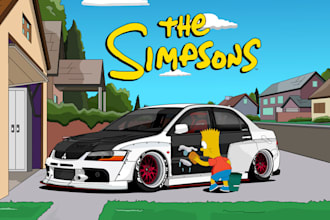 draw your car and animate it with simpsons character