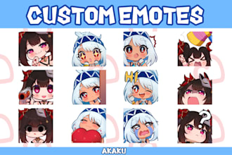 make cutest emotes, badges, vtuber for twitch, discord, youtube