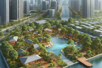 render architecture and landscape site plan design