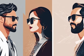 draw a minimalistic vector portrait for your family