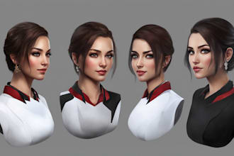 draw semi realistic character, portrait, concept art