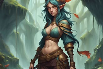 paint a character illustration in a fantasy world