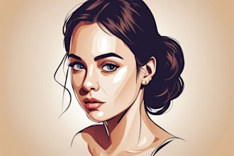 draw vector flat art portrait illustration for you