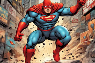 do superhero comic artwork and book