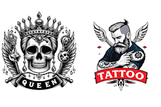 make drawing skull tattoo crown mascot logo illustration