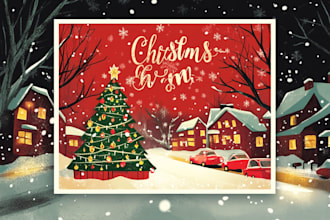 draw a christmas card or happy new year banner design