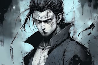 draw your character in a dark fantasy or manga style
