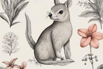 draw an animal and botanical illustration