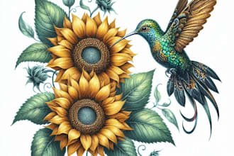 draw an animal and botanical illustration