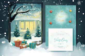 draw watercolor christmas card