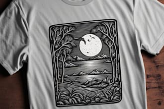 create linocut t shirt design for brand