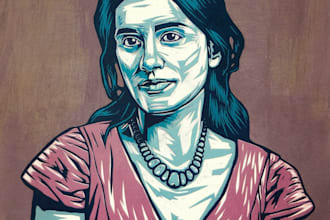 do a custom portrait in linocut style for you