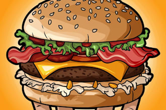 create a unique food pop art style artwork