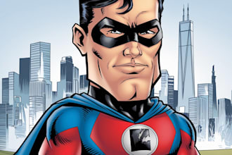 create superhero comic caricature character