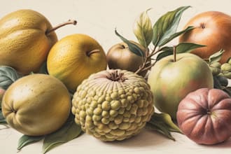 make botanical fruits art for you