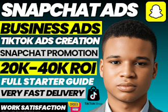 setup, manage snapchat ads, tiktok ads to promote online ecommerce website