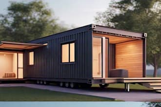 do 3d modeling for modular, trailer, container, shipping container home render
