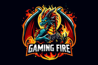 make an amazing gaming fire dragon mascot logo in 12 hours