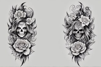 create custom tattoo design, tattoo sleeve digital art
