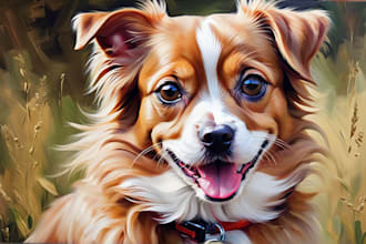 paint a real oil painting pet portrait from your photo